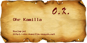 Ohr Kamilla névjegykártya